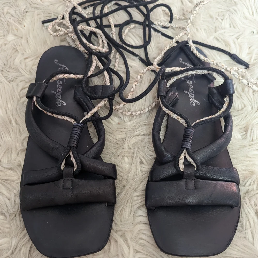 Free People Linden Wrap Sandal in Black